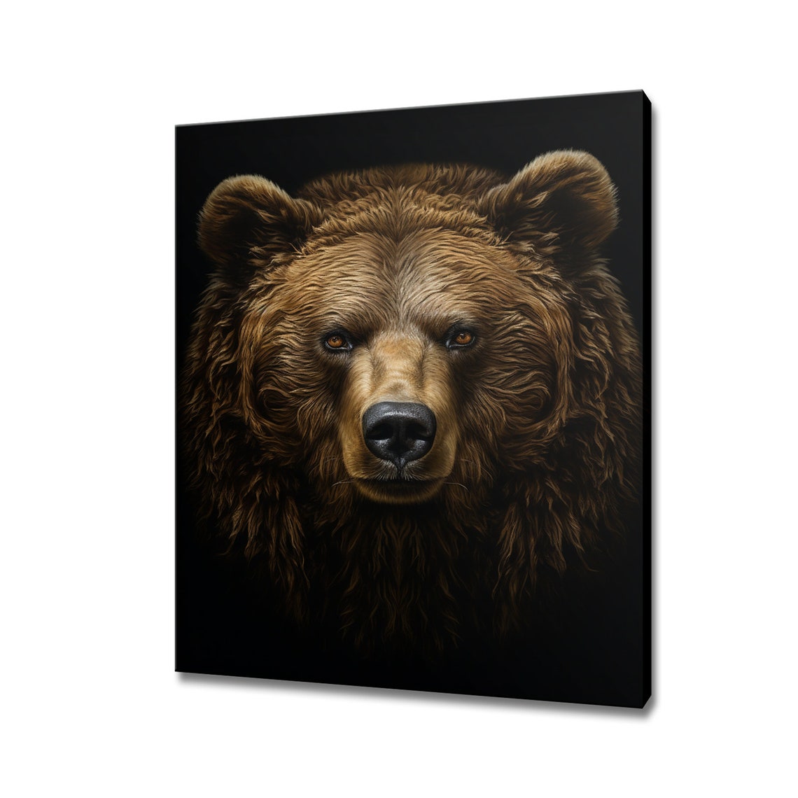 Grizzly Brown Bear Face Painted Portrait Dark Wildlife Art Wall Poster