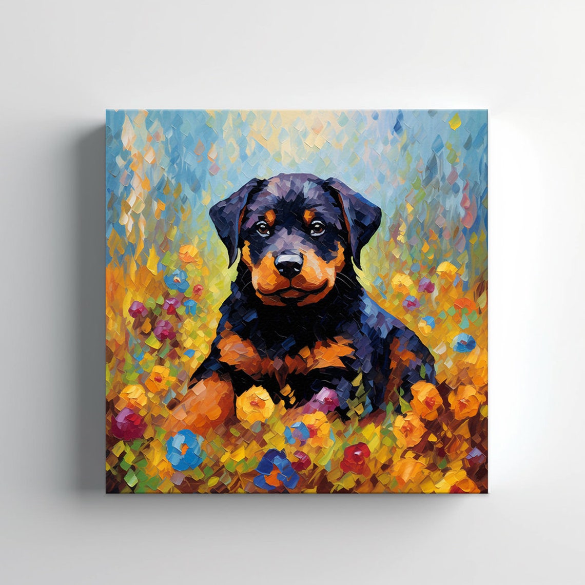 Cute Rottweiler Dog Puppy Animal Print Gift For Rottweiler Dog Lover Colourful Dog Portrait Painting Print Dog Pet Wall Art - Image 4