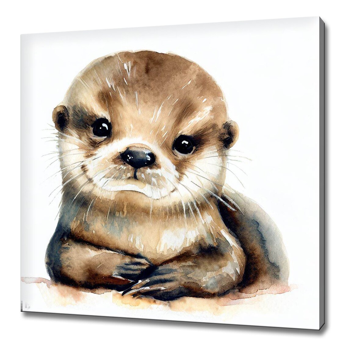 Cute Baby Otters Watercolor Art Nine Panel Nursery Kids Room Poster - Image 4