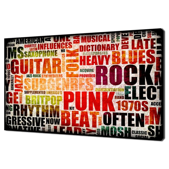 Colourful Abstract Music Collection Of Different Genres And Types Typography Modern Design Home Decor Print Wall Art Picture