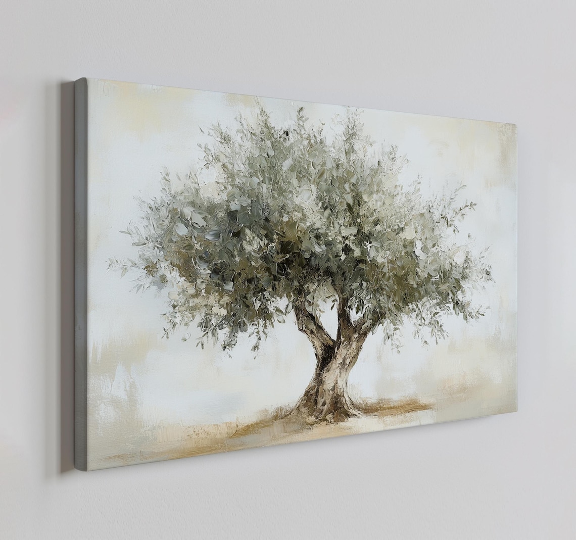 Green Olive Tree Vintage Art Print, Farmhouse Decor