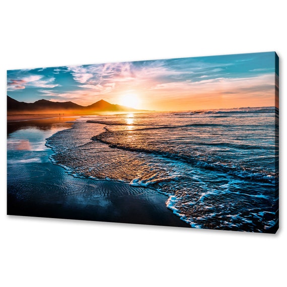 Beach Sunset, Modern Coastal Home Decor Art Print