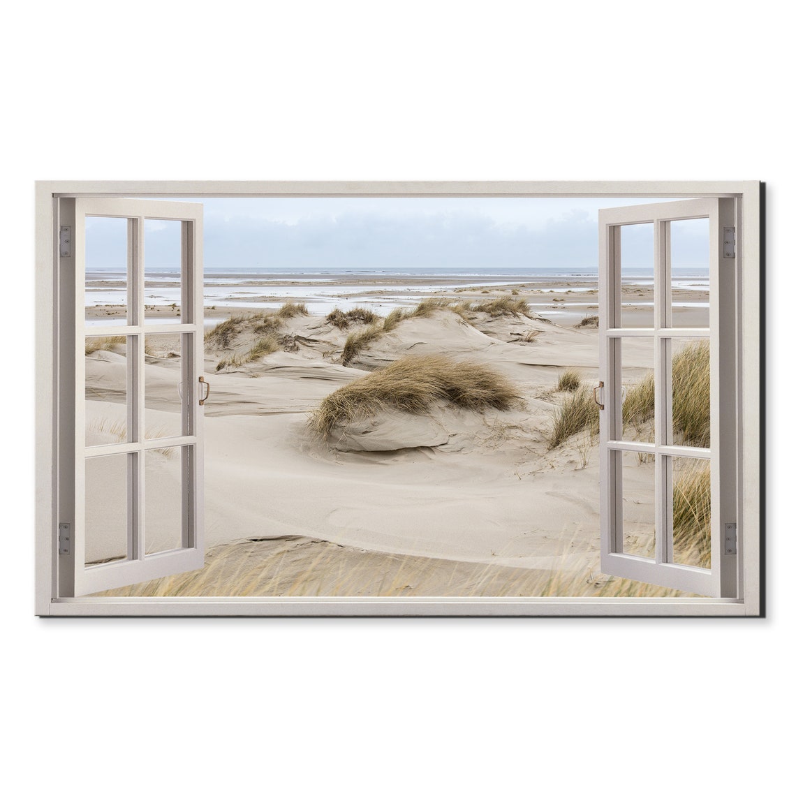 Sand Dunes With Beach Grass Tranquil Seaside Coastline View Poster