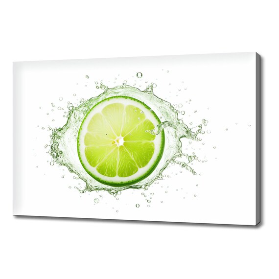 Green Lime Fruit Slice Water Splash, Kitchen Decor