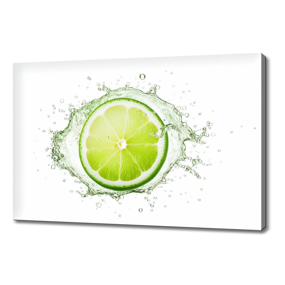 Green Lime Fruit Slice Water Splash, Kitchen Decor