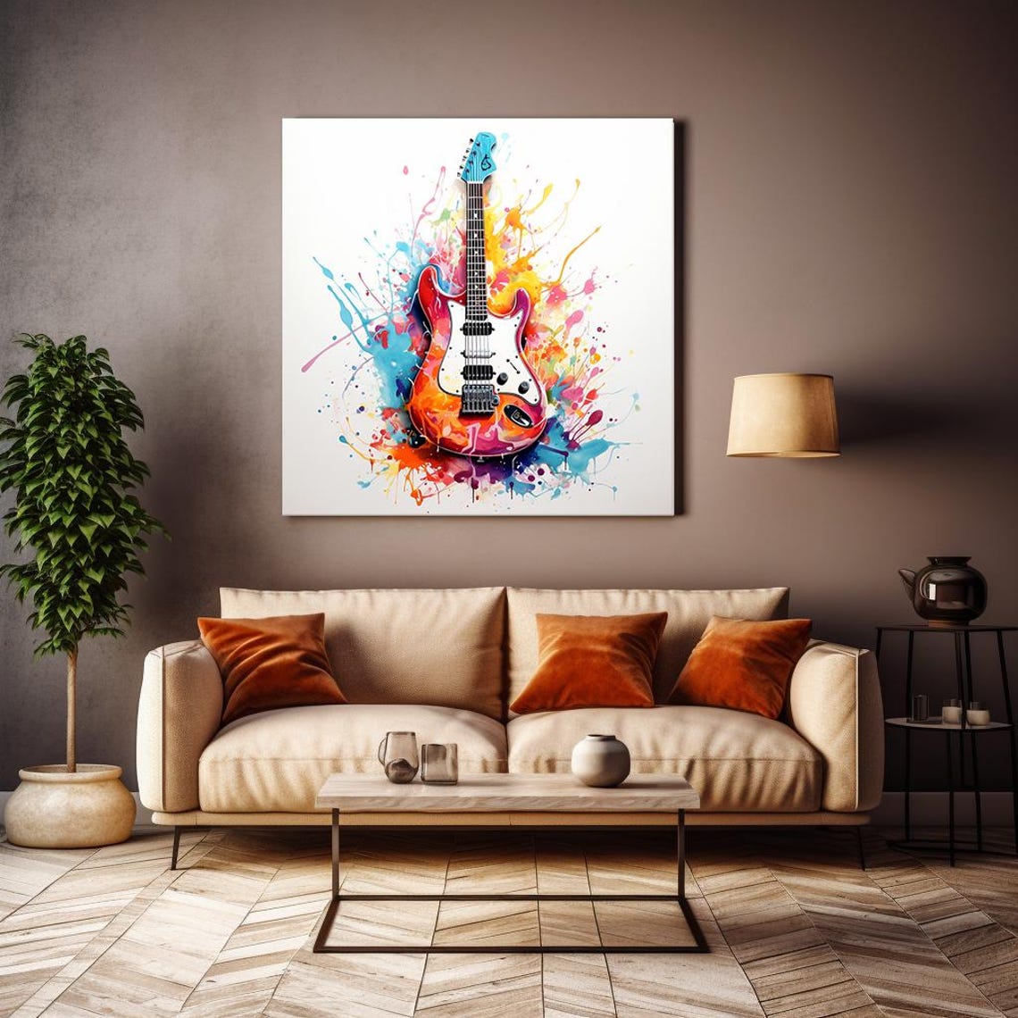 Electric Guitar Colourful Music Watercolour Painting Print Wall Art Music Lover Gift Music Instrument Art Music Themed Wall Decor - Image 4