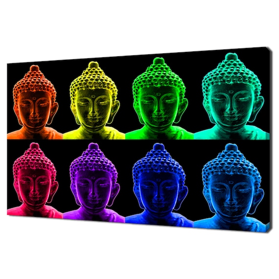 Rainbow Buddha Portraits, Pop Art Wall Art Print
