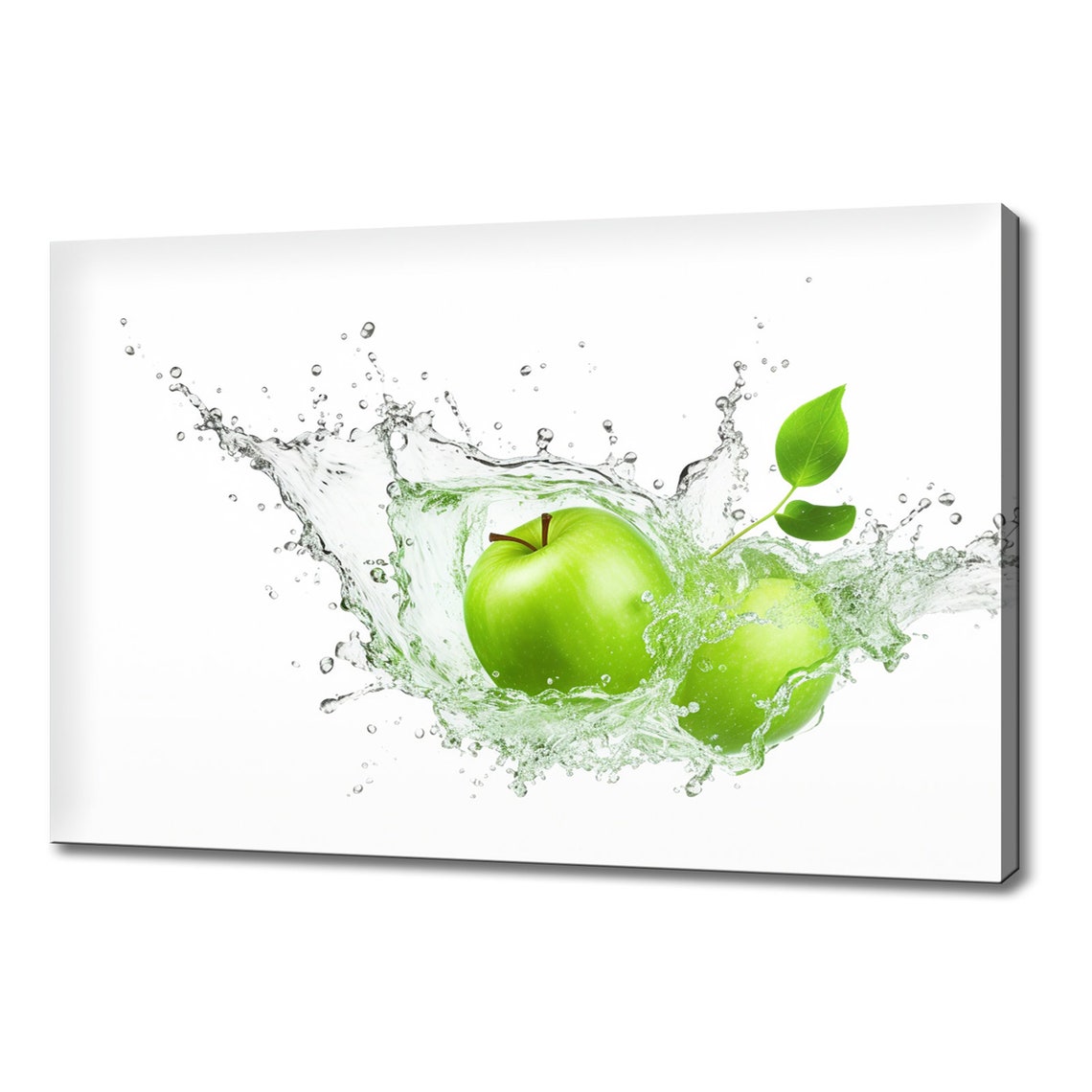 Green Apples Water Splash Crisp Fresh Fruit Kitchen Wall Decor Poster