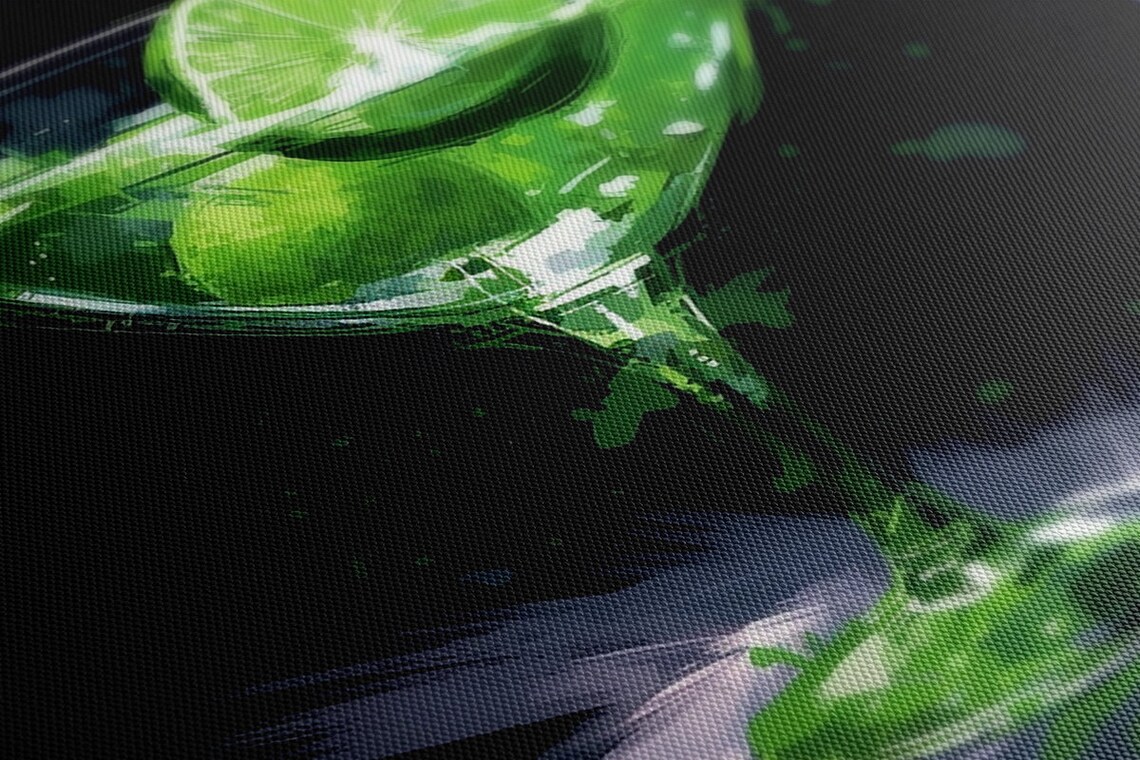 Green Margarita Cocktail Lime Wheel Dark Background Art Print - Image 4