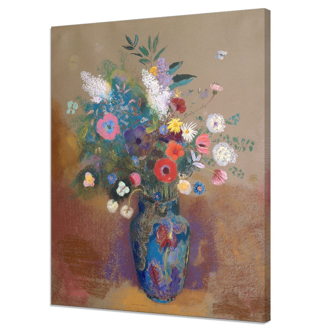 Odilon Redon Vibrant Bouquet Blue Vase Poppies Daisies Fine Art Print
