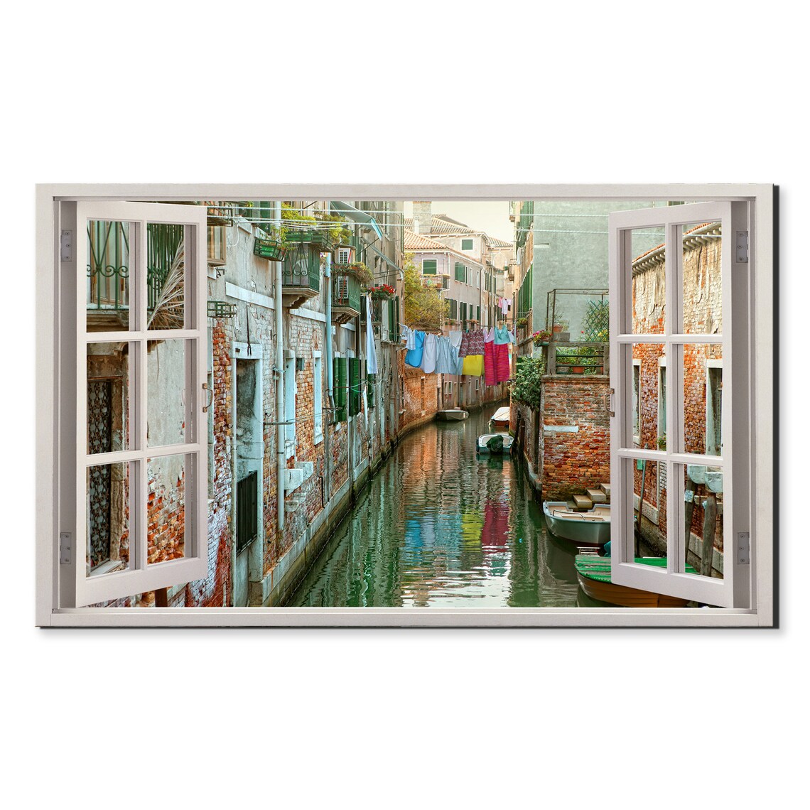 Venice Canal Window View, Modern Design Art Print