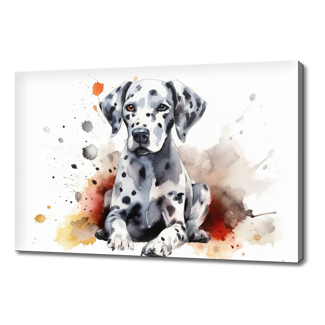 Dalmatian Puppy Watercolor Portrait Spotted Splash Art Dog Print