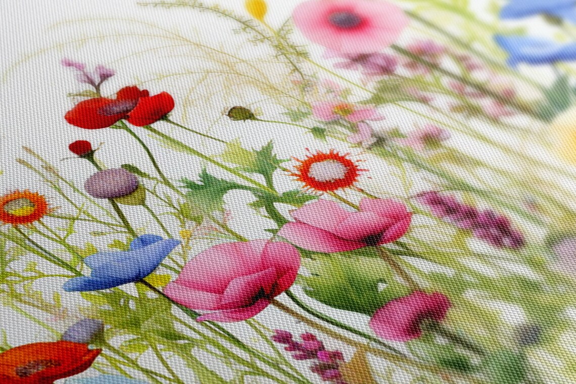 Spring Wildflowers Meadow Field, Watercolor Art Print - Image 3