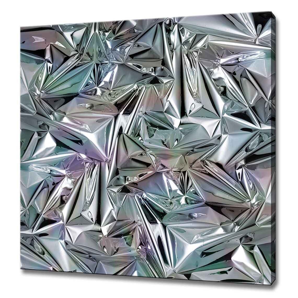 Crumpled Shiny Silver Foil Abstract Modern Design