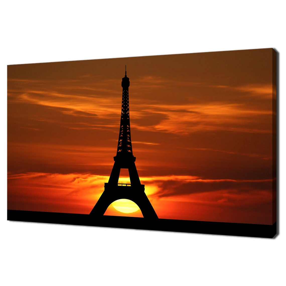 Eiffel Tower Silhouette Sunset Paris France Orange Sky Photo Poster