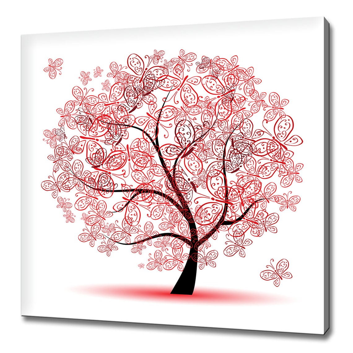 Red Abstract Tree Made Of Butterflies Modern Design Home Decor Print Wall Art Picture