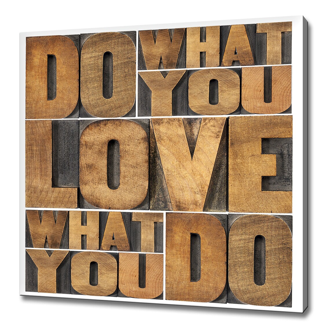 Do What You Love Wooden Letterpress Type Quote Motivational Wall Poster