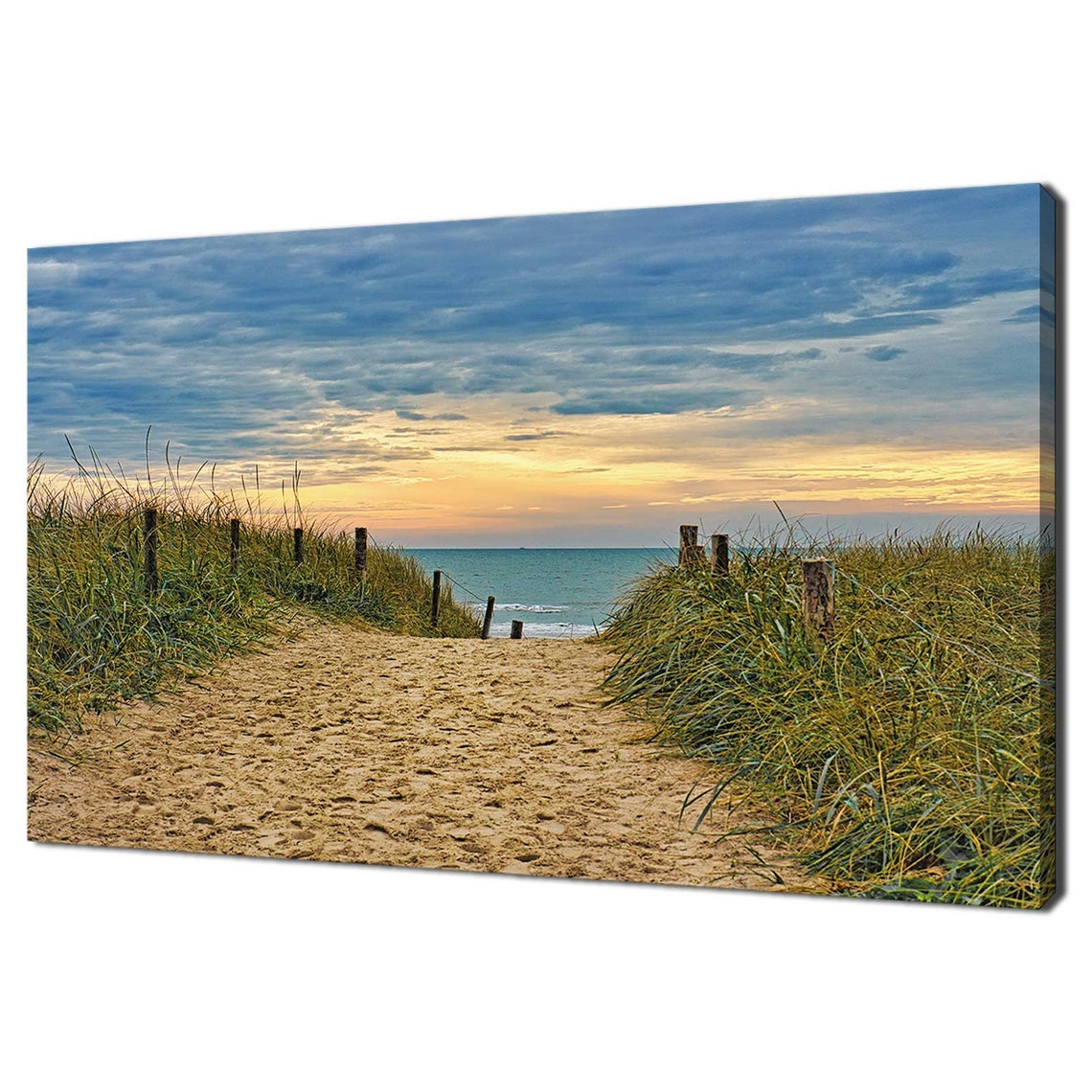 Beach Dune Path Sunset Sandy Trail Sea Grass Coastal Seascape Poster