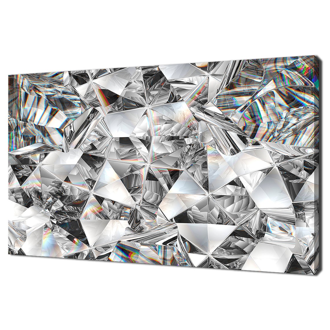 Crystal Diamond Kaleidoscope Silver Sparkle Abstract Texture Wall Art
