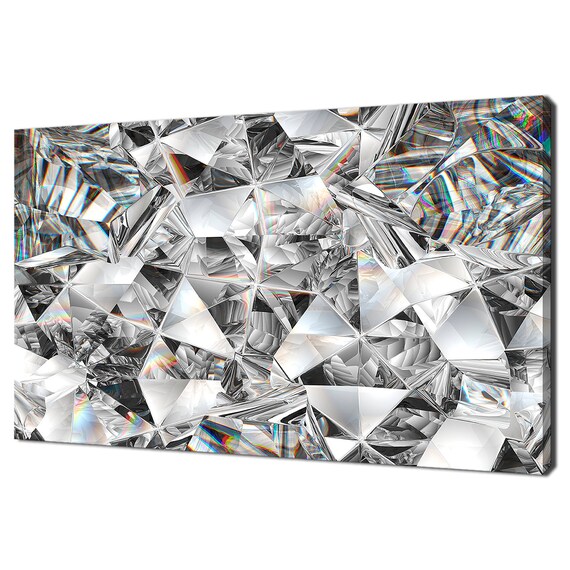 3d Diamond Gemstone Texture Cut With Kaleidoscope Modern Design Print Wall Art Picture