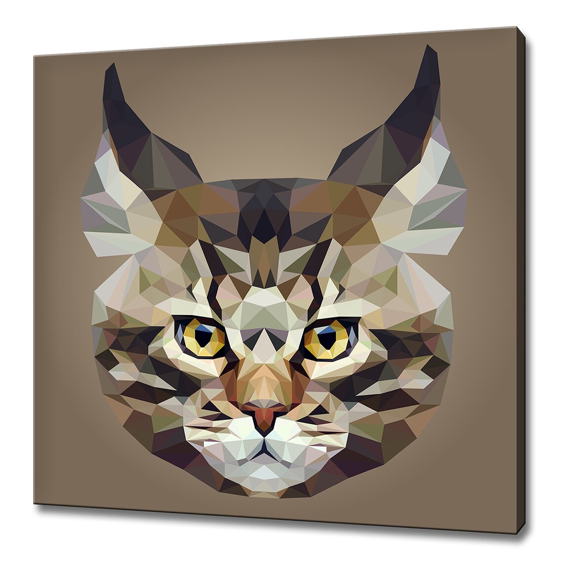 Geometric Low Poly Cat Face Fragmented Triangle Polygon Modern Animal Poster