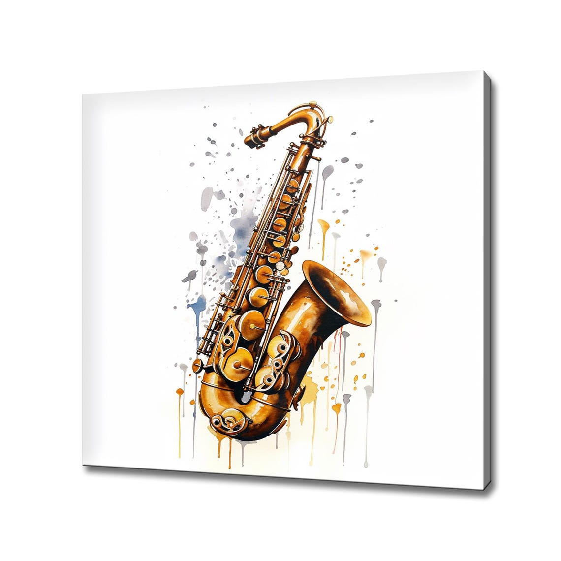 Golden Saxophone Watercolor Splash Jazz Instrument Music Poster