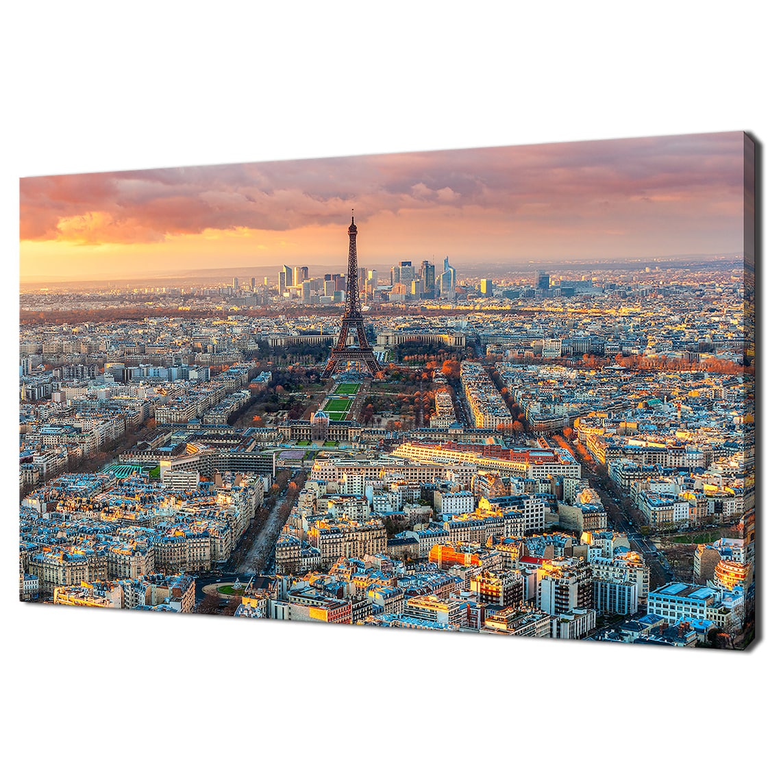 Paris France Eiffel Tower Aerial Sunset Cityscape Travel Poster