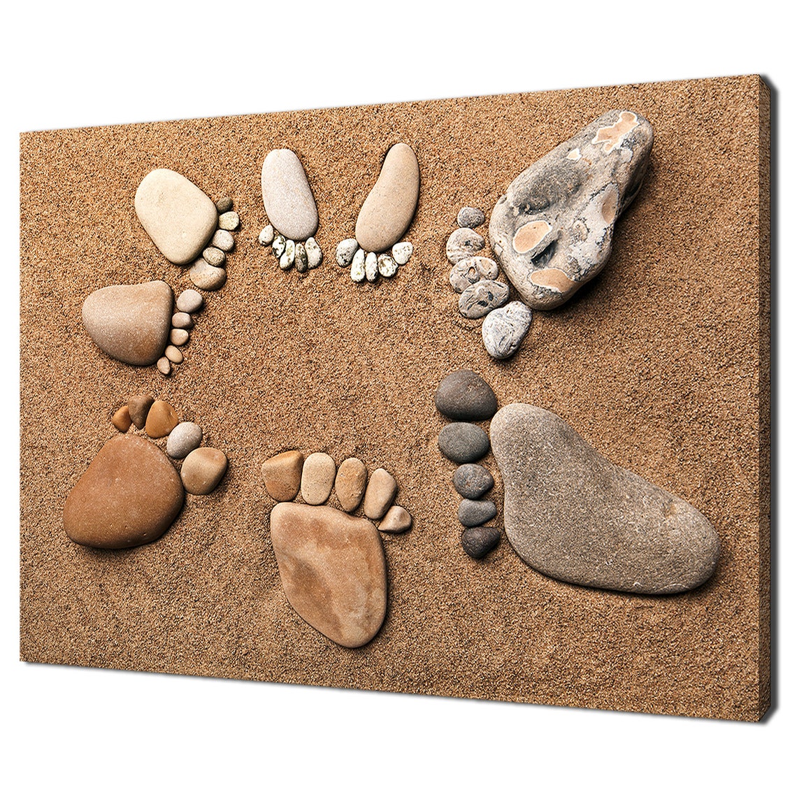 Pebble Stone Footprints On Beach Sand Natural Zen Spa Decor Art Poster