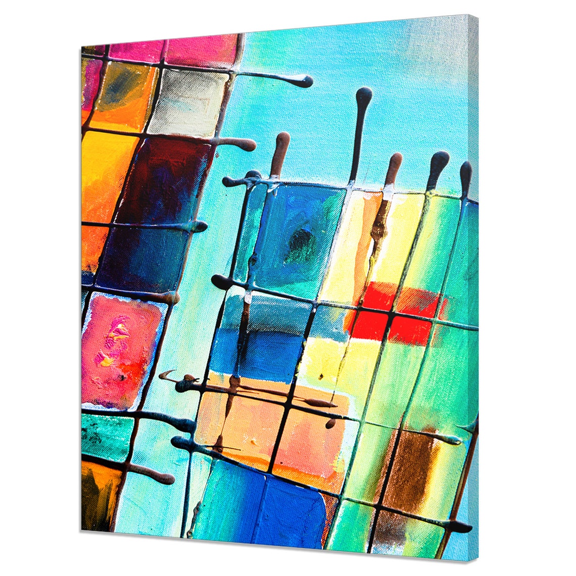 Colourful Abstract Geometric Painting Style Modern Design Print Home Decor Wall Art