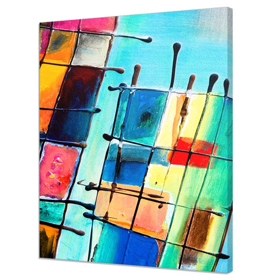 Colourful Abstract Geometric Painting Style Modern Design Print Home Decor Wall Art