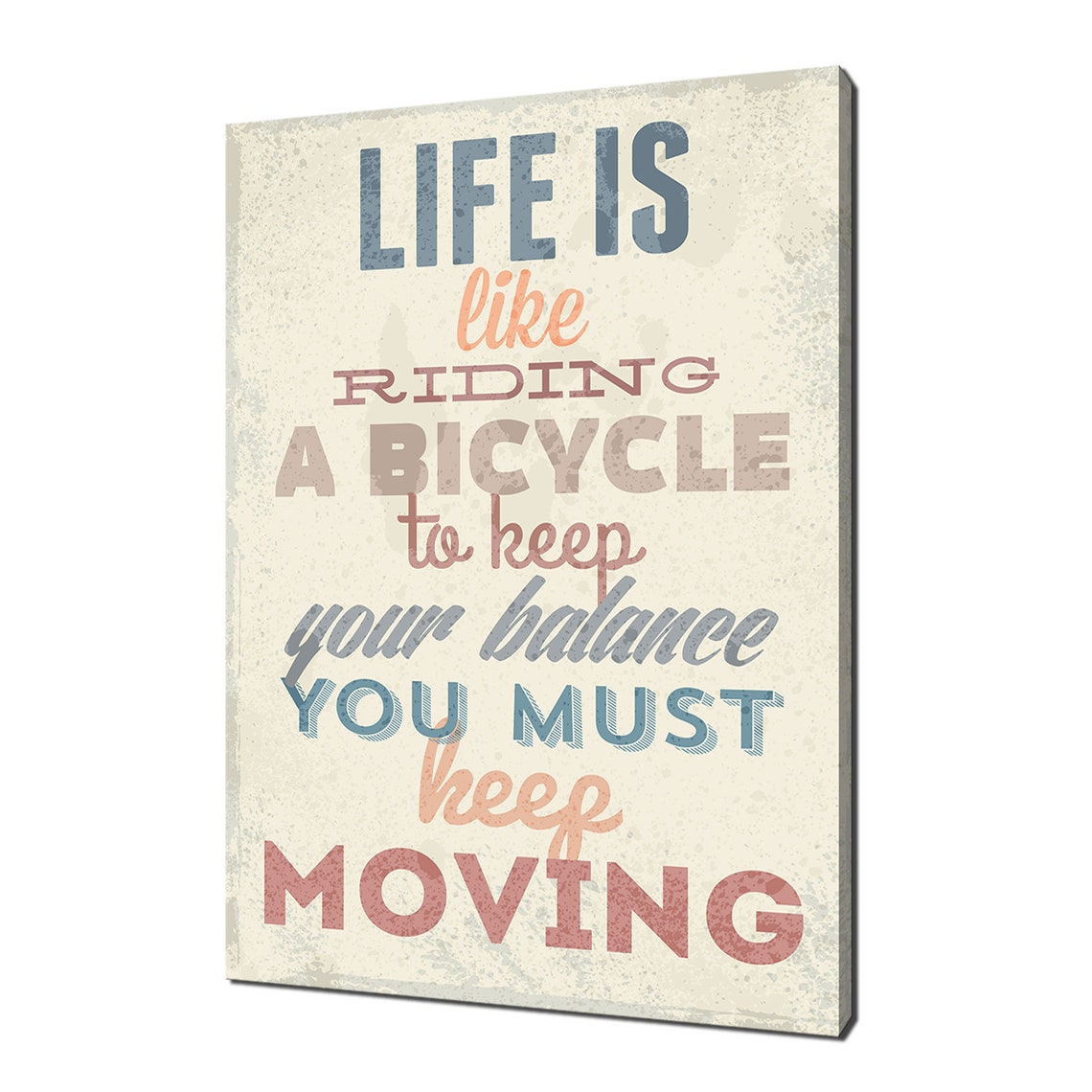 Life Is Like Riding A Bicycle Inspirational Typography Quote Wall Art