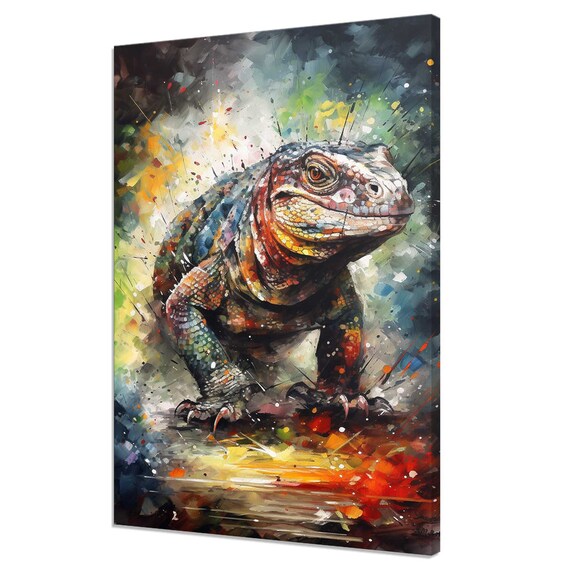 Colourful Komodo Dragon Animal Modern Painting Style Design Home Decor Print Wall Art Picture