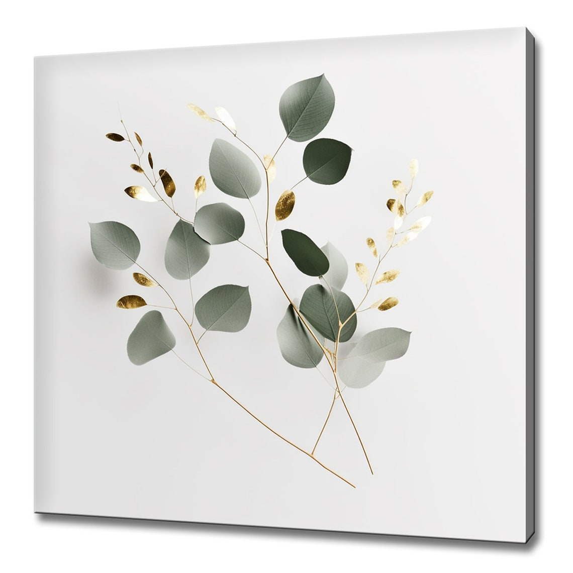 Sage Green Eucalyptus Sprigs With Gold Tipped Leaves Botanical Print