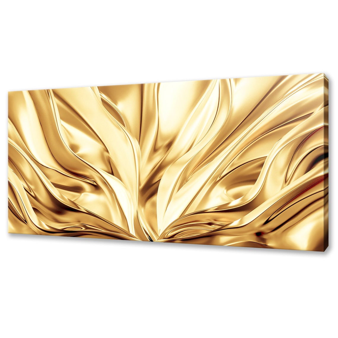 Luxury Golden Silk Waves Flowing Abstract Elegant Wall Art Poster