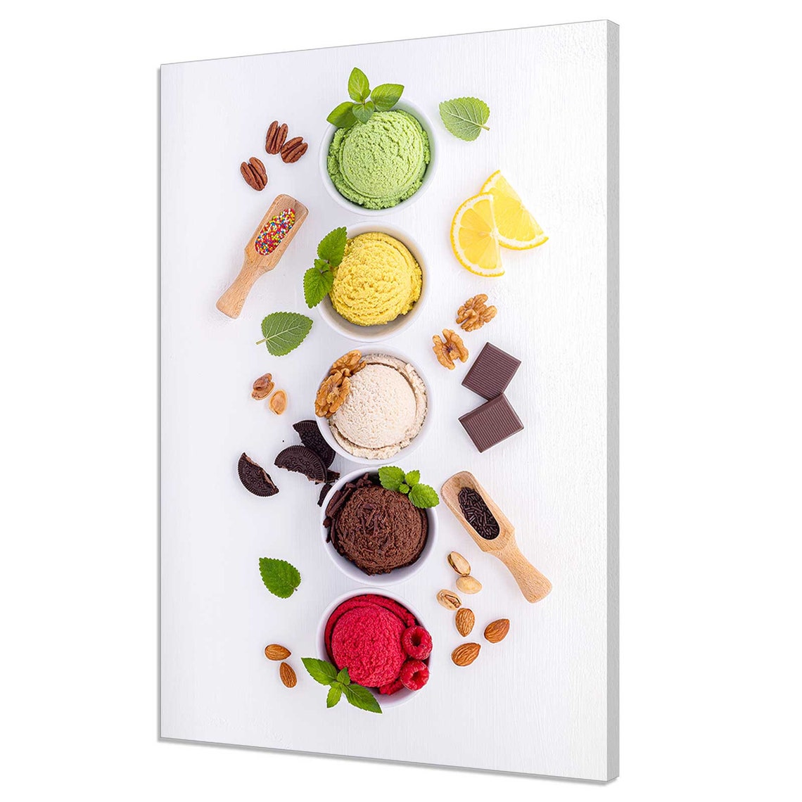 Colourful Ice Cream Nuts Fruits Food Kitchen Modern Design Home Restaurant Decor Print Wall Art Picture