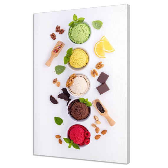 Colourful Ice Cream Nuts Fruits Food Kitchen Modern Design Home Restaurant Decor Print Wall Art Picture