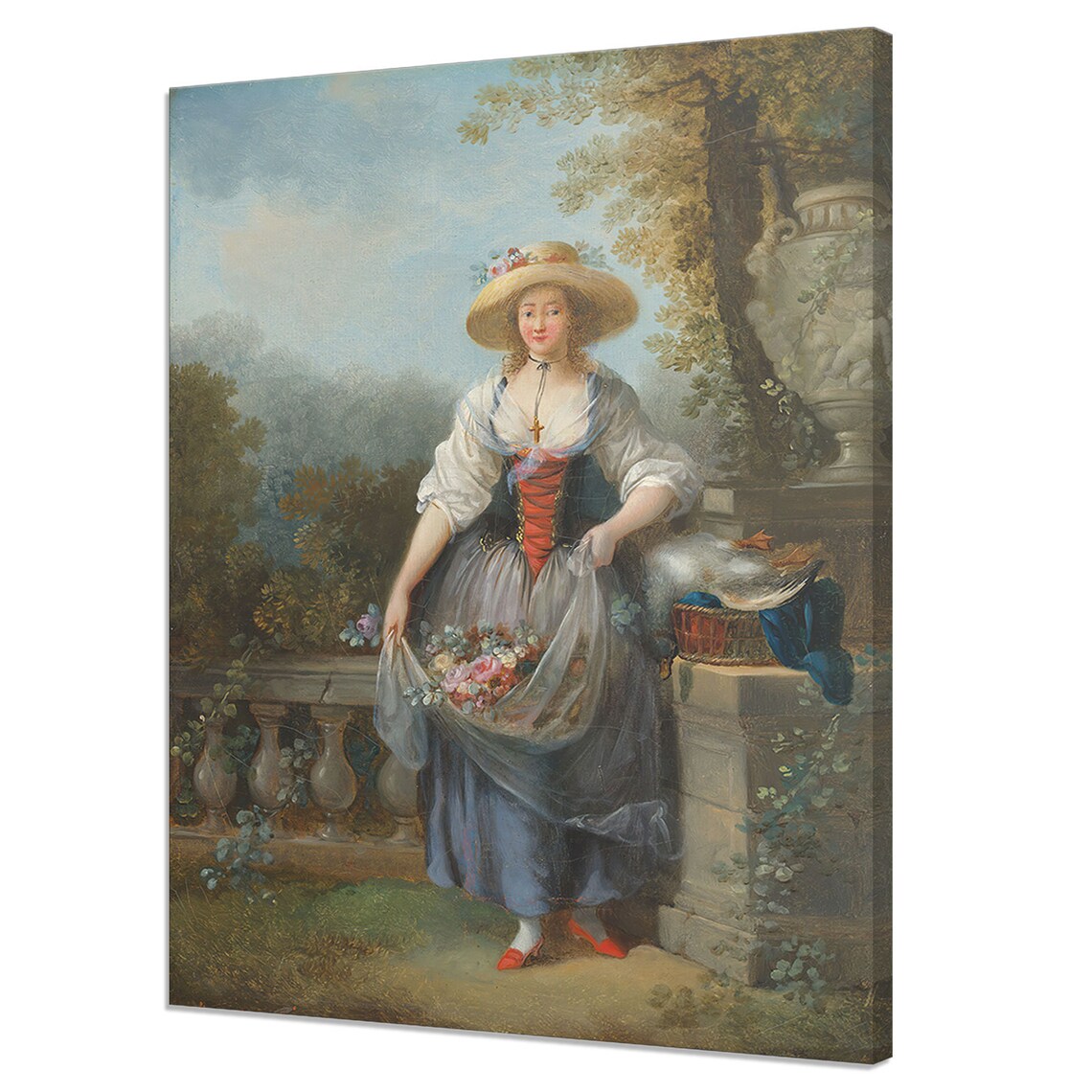 Jean Frederic Schall The Pretty Gardener Vintage Rococo Painting Print