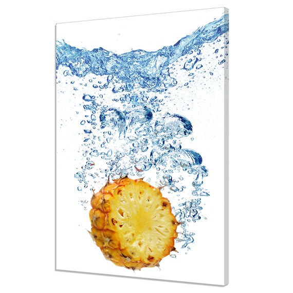 Yellow Pineapple Water Splash Fruit Kitchen Modern Design Home Decor Print Wall Art Picture Wall Hanging