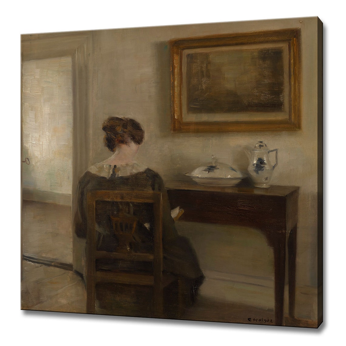 Carl Holsoe Lady Reading in the Room Quiet Danish Interior Print