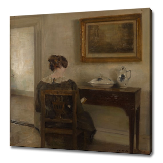 Carl Holsoe Lady Reading in the Room Quiet Danish Interior Print