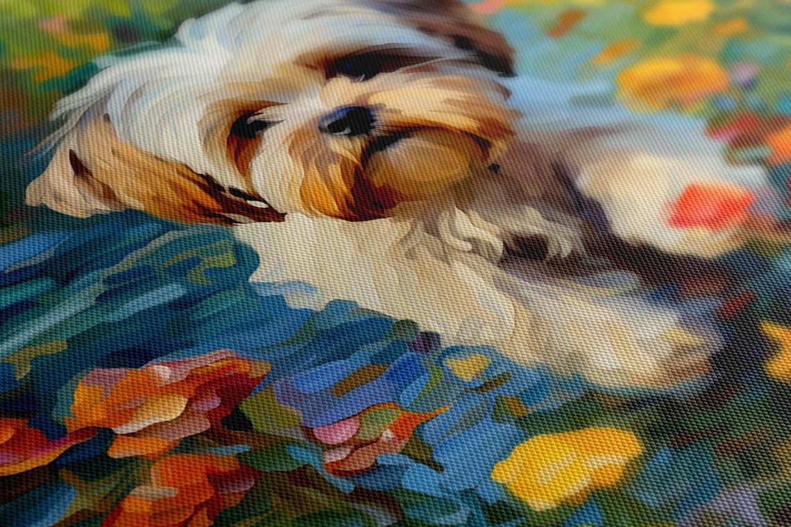 Cute Shih Tzu Puppy Dog Animal Print Gift For Shih Tzu Dog Lover Colourful Dog Portrait Painting Print Dog Pet Wall Art - Image 2