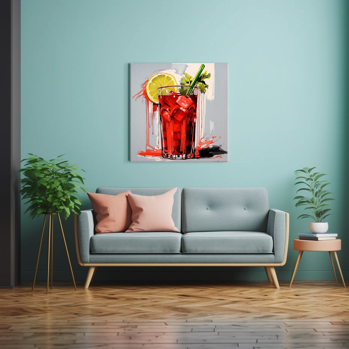 Bloody Mary Cocktail Watercolor Lemon Celery Bar Decor Poster - Image 2