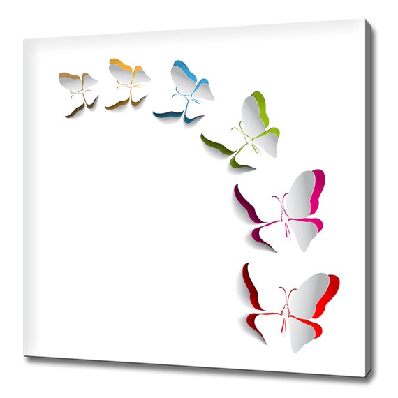 Beautiful Rainbow Paper Cut Butterflies Kids Room Nursery Modern Design Home Decor Print Wall Art Picture