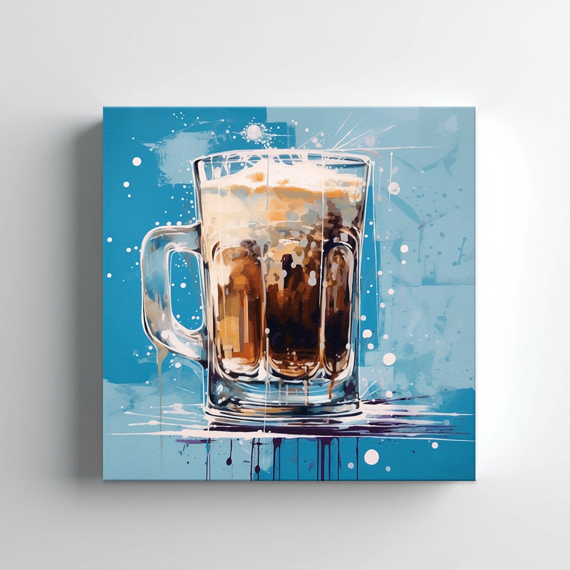 Frothy Iced Coffee Glass Mug Watercolor Kitchen Decor Wall Print - Image 3