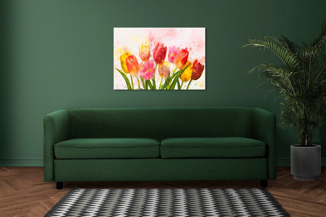 Tulips Watercolor Modern Floral Wall Art Print - Image 2