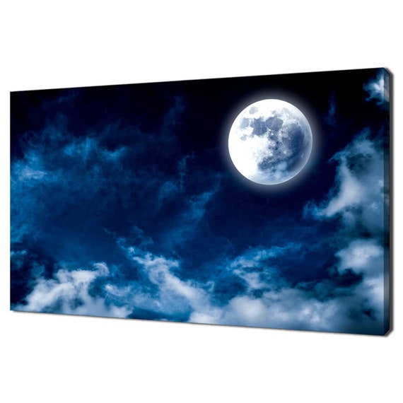 Full Moon On The Blue Cloudy Sky Modern Design Home Decor Print Wall Art Picture Ready To Hang