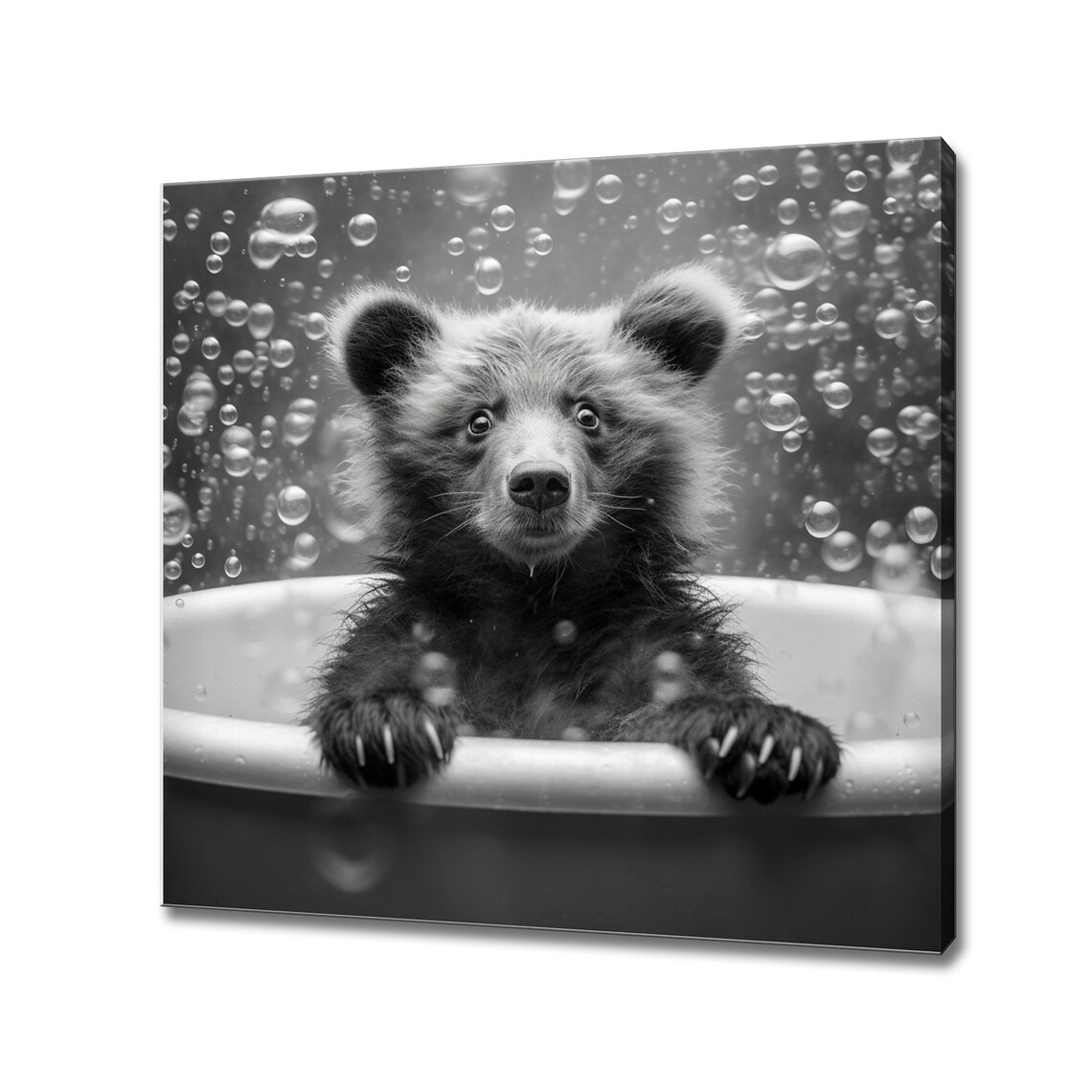 Cute Baby Bear in the Bath Tub, Nursery Art Print