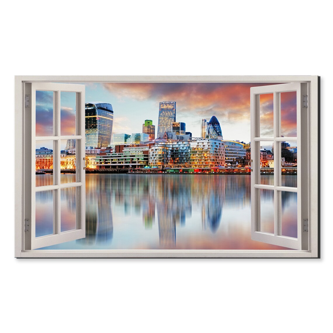 City Of London Skyline Gherkin Thames Sunset Window View Poster