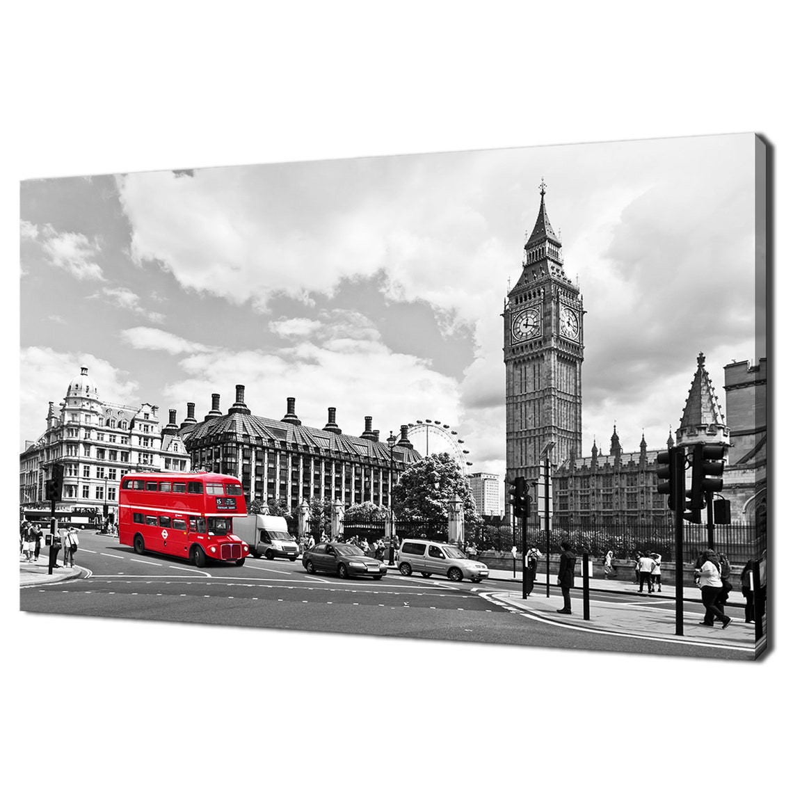 London Big Ben Red Bus Selective Color Iconic Cityscape Photo Poster