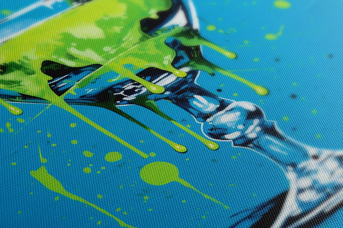 Green Lime Cocktail Dripping Glass Pop Art Blue Modern Bar Poster - Image 4
